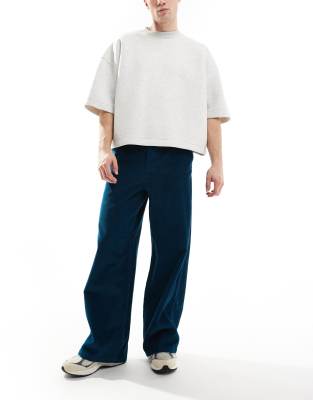 super baggy cord pants teal-Blue