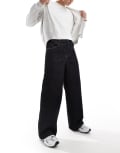 [ASOS DESIGN] ASOS DESIGN super baggy cord pants with contrast stitch in black W31 L30 BLACK