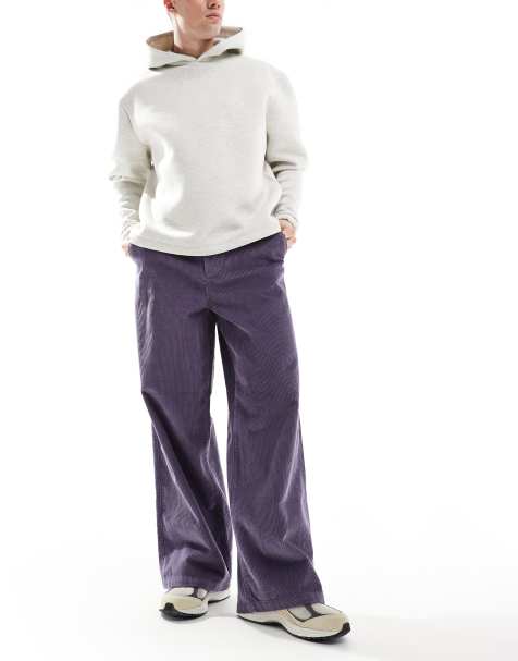 ASOS DESIGN super baggy cord trousers in purple  - view 1