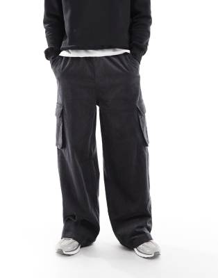 Asos Design Super Baggy Corduroy Cargo Pants In Gray