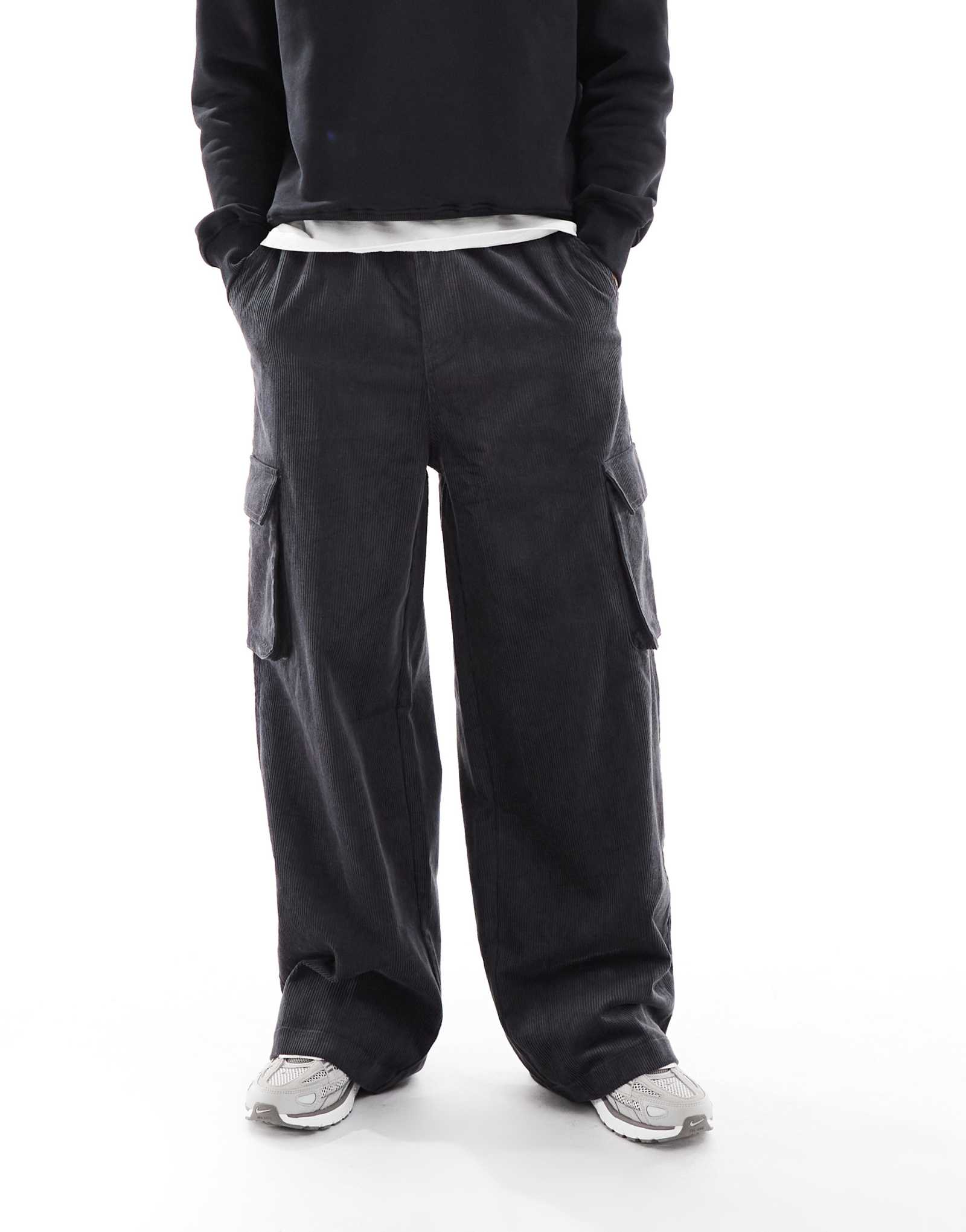 ДИЗАЙНЕРСКИЕ супер-мешковатые вельветовые брюки-карго от ASOS темно-коричневого цвета