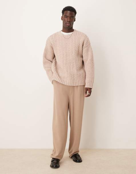 ASOS DESIGN super baggy crepe trousers in beige - view 1