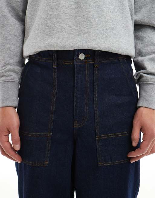 ASOS DESIGN super baggy fatigue jeans in indigo