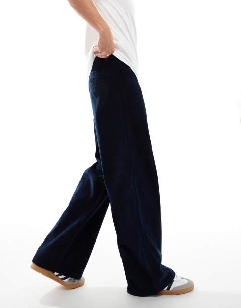 ASOS DESIGN super baggy fit cord trouser in navy - view 1