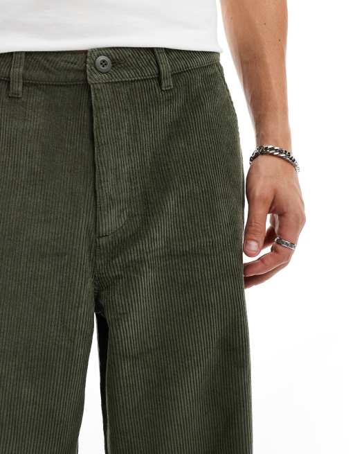 ASOS DESIGN super baggy fit corduroy pants in khaki