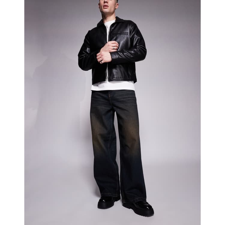 [ ] Baggy Fit Black Smoke Jeans ★大人気★ Baggy fit jeans with cuffs, Black - Sisley