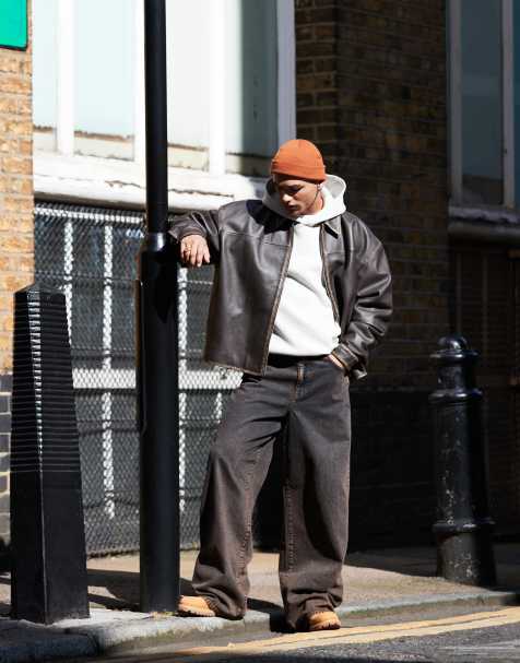 ASOS DESIGN super baggy fit jeans in brown (part of a set) - view 1