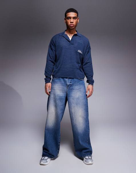 ASOS DESIGN super baggy fit jeans in dark wash blue - view 1