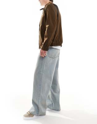 Asos Design Super Baggy Fit Jeans With A Tint In Blue
