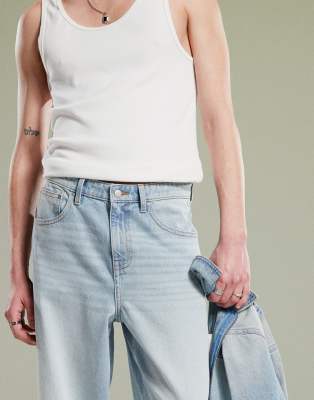 Asos Design Super Baggy Jean In Blue