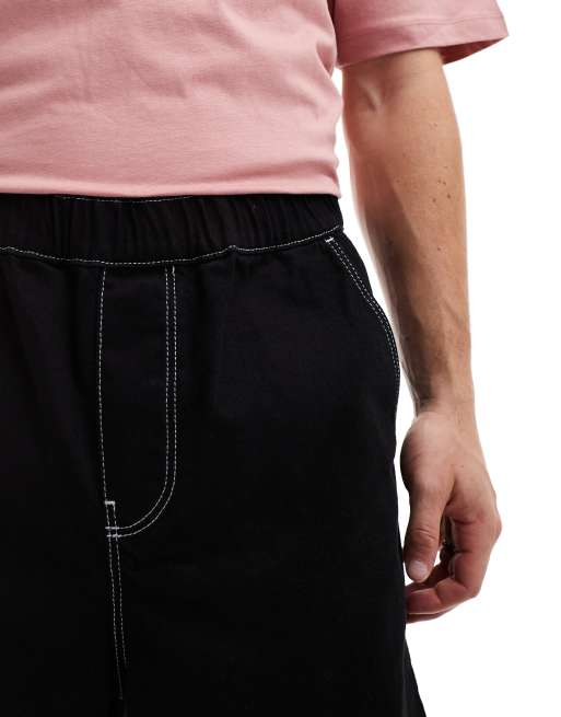 ASOS DESIGN super baggy jeans in black with elasticated waistband, 4 of 5
