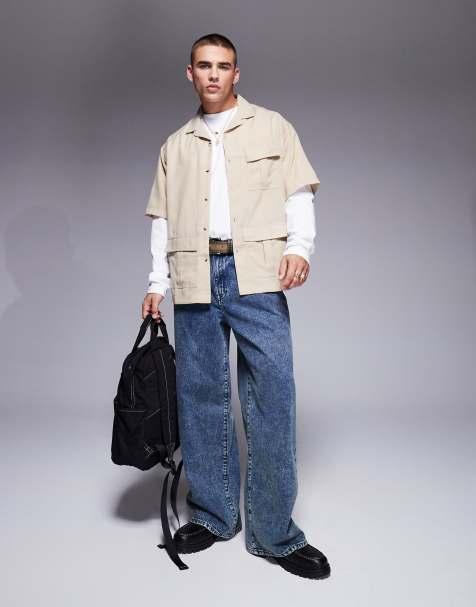 ASOS DESIGN - Super baggy jeans in blauw met donkere wassing - view 1