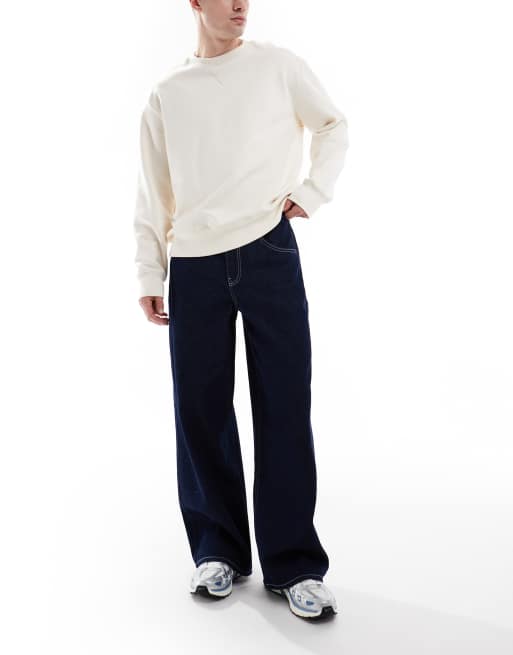 ASOS DESIGN - Super baggy jeans in blauw met rinse wash