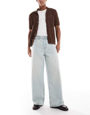 ASOS DESIGN super baggy jeans in bleach wash blue - view 1