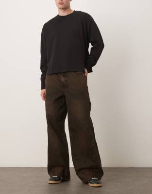 Asos Design Super Baggy Jeans In Brown