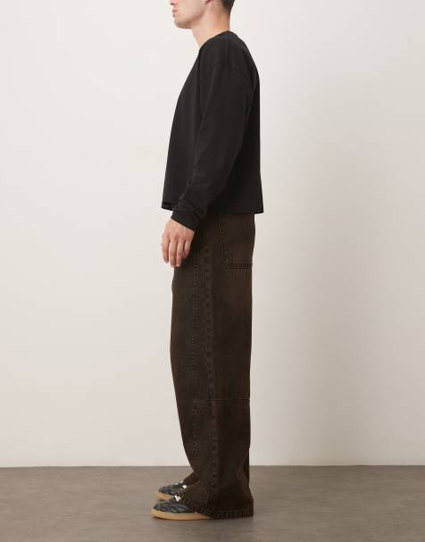 ASOS DESIGN super baggy jeans in brown wash - view 1