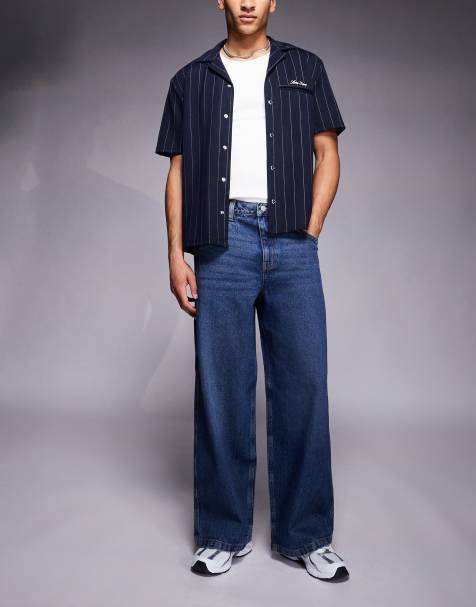 ASOS DESIGN super baggy jeans in dark wash blue - view 1