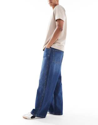 Asos Design Super Baggy Jeans In Blue