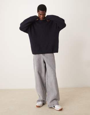 Asos Design Super Baggy Jeans In Heavy Gray Wash