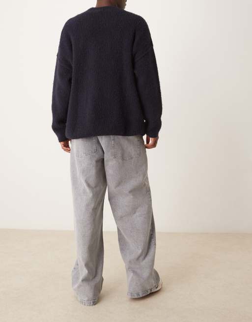 ASOS DESIGN – Superweite Jeans in stark verwaschenem Grau
