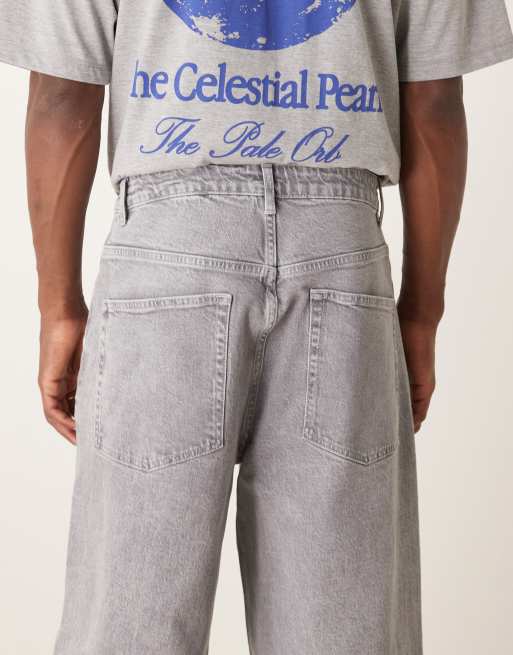 ASOS DESIGN – Superweite Jeans in stark verwaschenem Grau