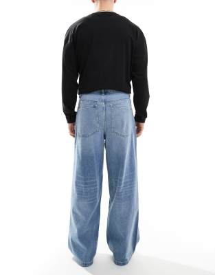 Asos Design Super Baggy Jeans In Blue