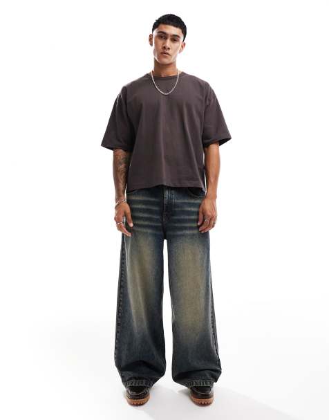 ASOS DESIGN - Super baggy jeans in mid-wash blauw - view 1