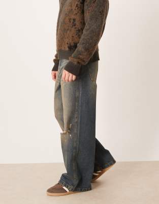 Asos Design Super Baggy Jeans In Blue