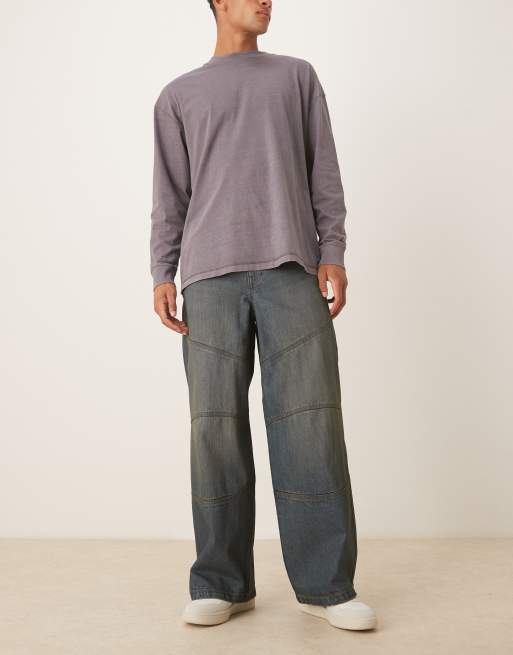 ASOS DESIGN super baggy jeans in mid wash blue with green tint
