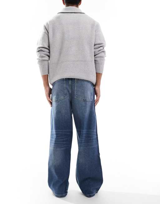 ASOS DESIGN super baggy jeans in mid wash blue