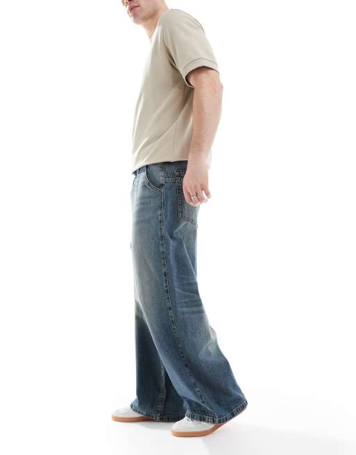ASOS DESIGN super baggy jeans in mid wash blue
