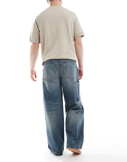 ASOS DESIGN super baggy jeans in mid wash blue, 3 of 5