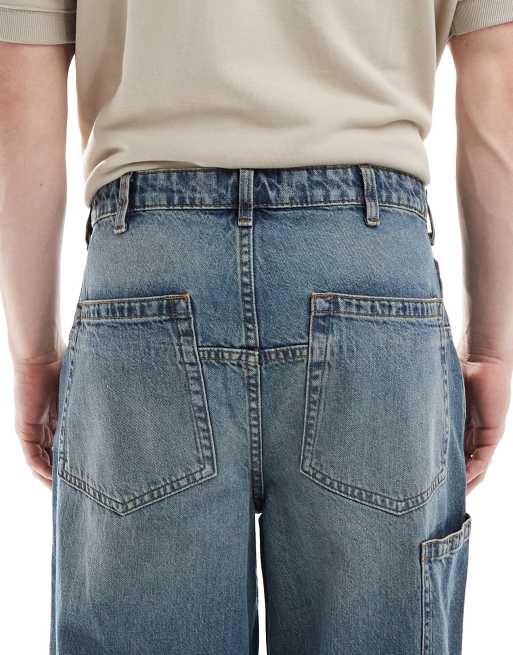 ASOS DESIGN super baggy jeans in mid wash blue