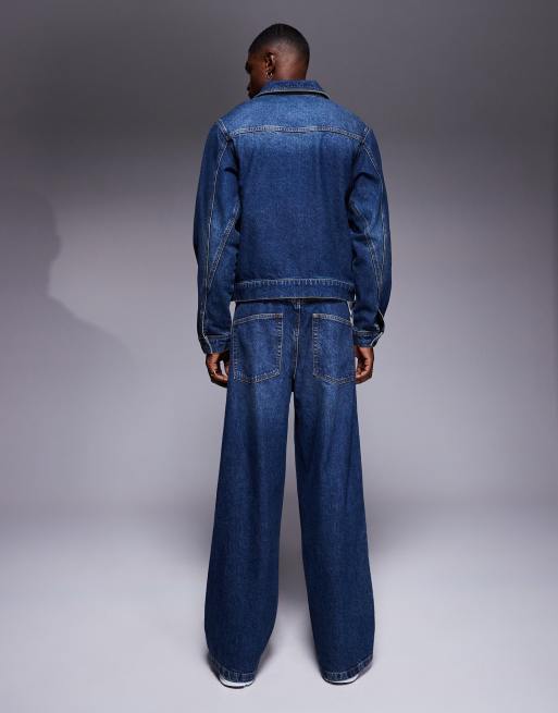 ASOS DESIGN super baggy jeans in mid wash - part of a set