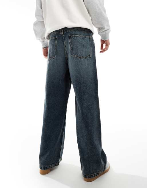 ASOS DESIGN super baggy jeans in mid wash with panels & zip details, 2 of 5