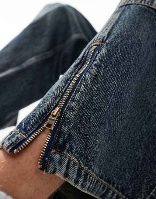 ASOS DESIGN super baggy jeans in mid wash with panels & zip details, 5 of 5