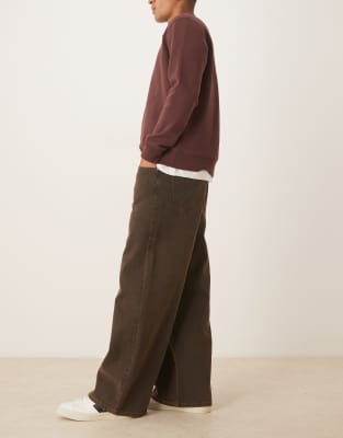 Asos Design Super Baggy Jeans In Brown
