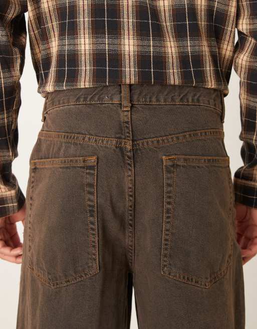 ASOS DESIGN super baggy jeans in tinted brown wash