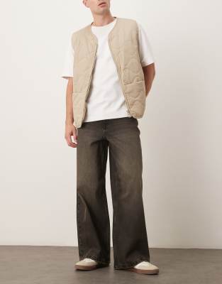 Asos Design Super Baggy Jeans In Brown
