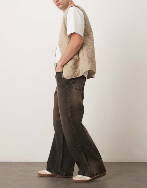 ASOS DESIGN super baggy jeans in washed black with brown tint