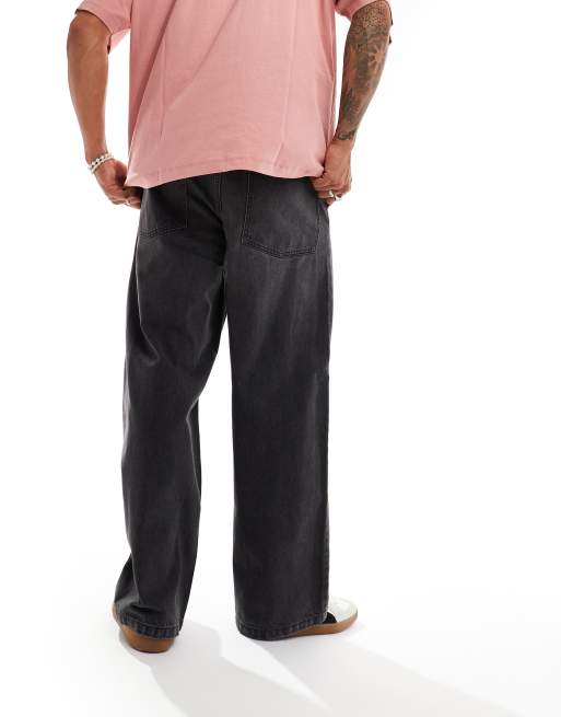 ASOS DESIGN super baggy jeans in washed black with paneling