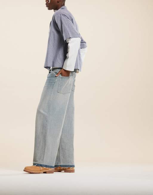 ASOS DESIGN - Super baggy jeans met paarse tint in lichte wassing blauw, 4 van 5