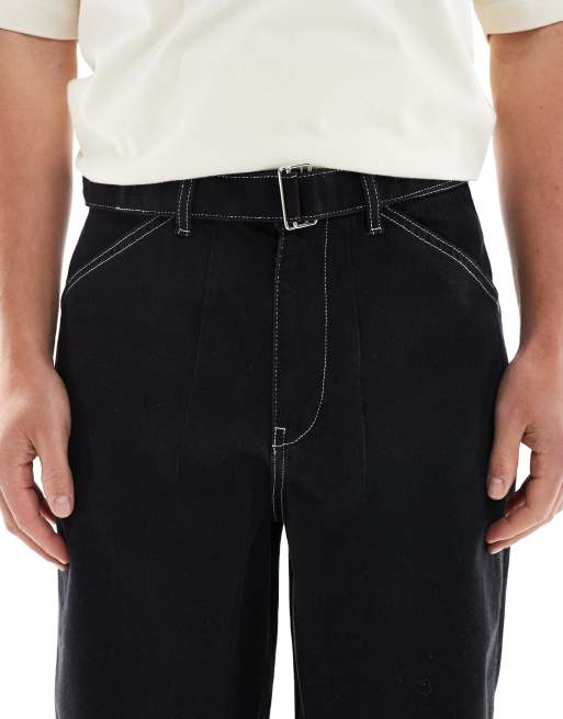 ASOS DESIGN super baggy jeans with belt in black