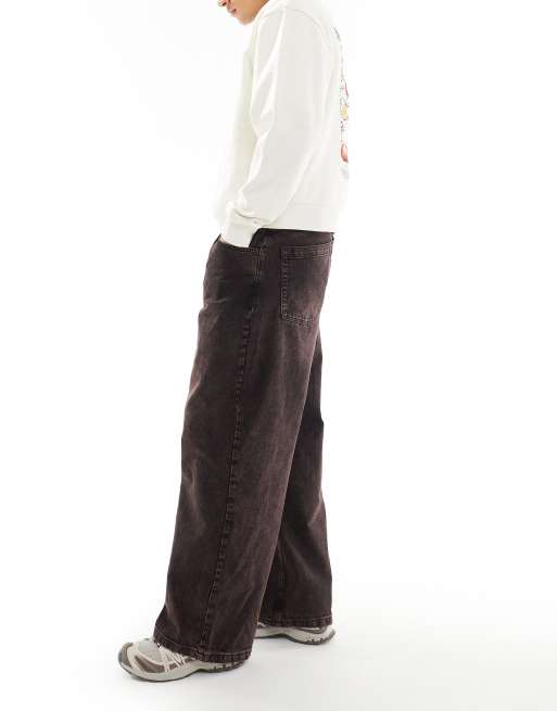 ASOS DESIGN super baggy jeans with brown tint in washed black