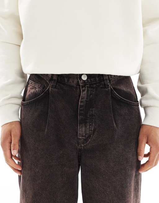 ASOS DESIGN super baggy jeans with brown tint in washed black