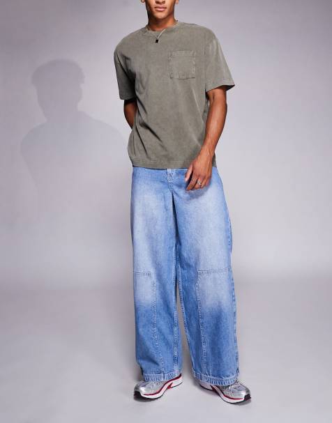 ASOS DESIGN super baggy jeans with carpenter details in light wash - view 1