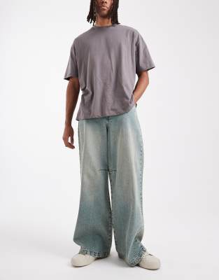 Asos Design Super Baggy Jeans With Darts In Blue