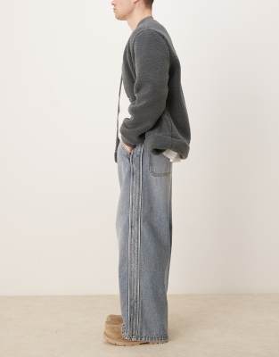 Asos Design Super Baggy Jeans With Elastic Waist In Blue