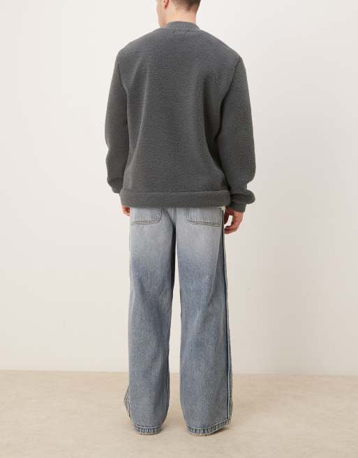 ASOS DESIGN super baggy jeans with elastic waist in mid wash blue, 3 of 5