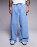 [ASOS DESIGN] ASOS DESIGN super baggy jeans with elasticated waistband & internal drawcord in lightwash-Blue M Light wash blue